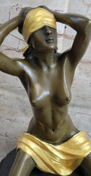 Blindfolded Female Figure Erotic Nude Bronze Sculpture Preiss 12" x 9"