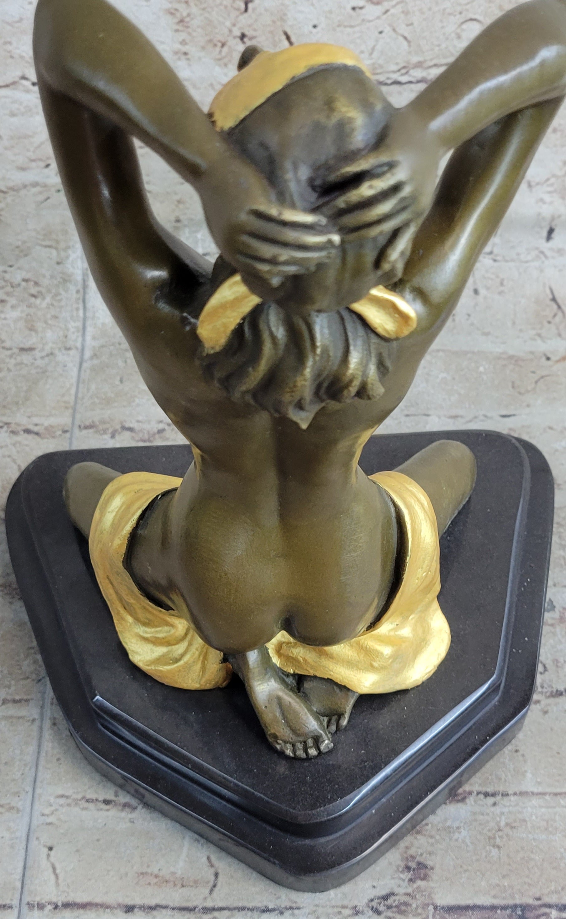 Blindfolded Female Figure Erotic Nude Bronze Sculpture Preiss 12" x 9"