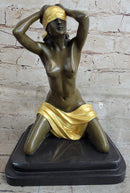 Blindfolded Female Figure Erotic Nude Bronze Sculpture Preiss 12" x 9"