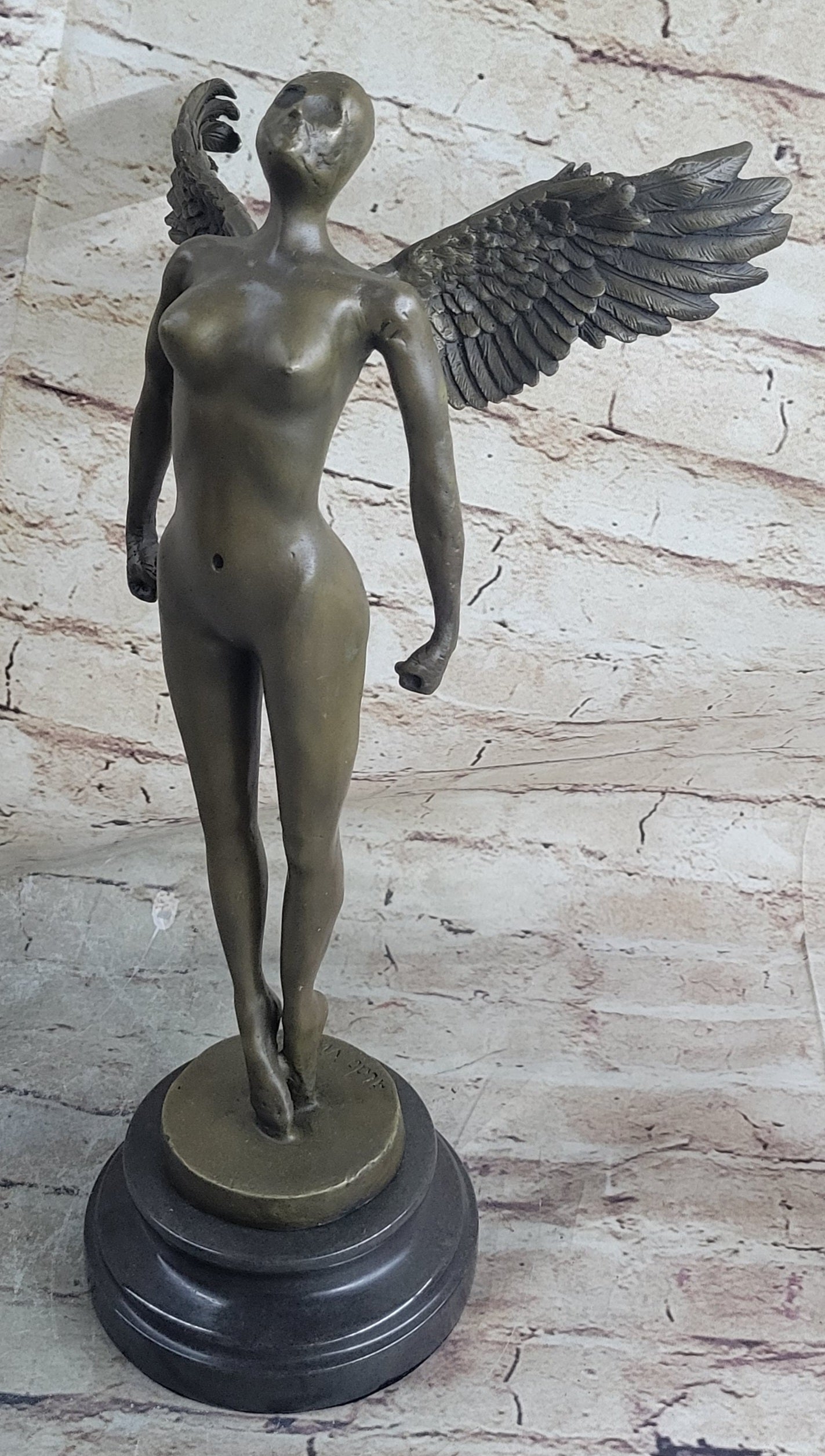 Abstract Winged Angel Nude Female Figure Bronze Sculpture Vitaleh