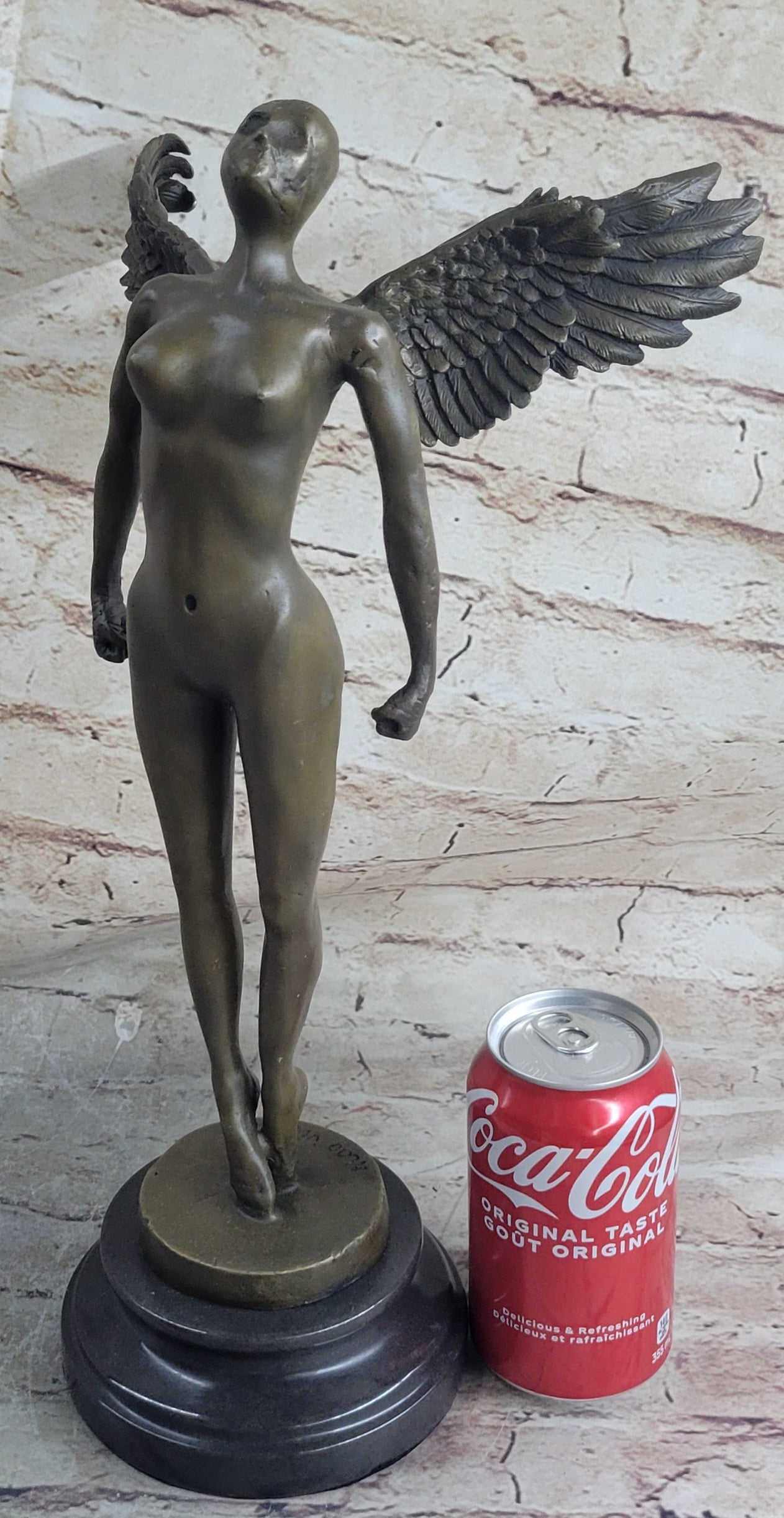Abstract Winged Angel Nude Female Figure Bronze Sculpture Vitaleh