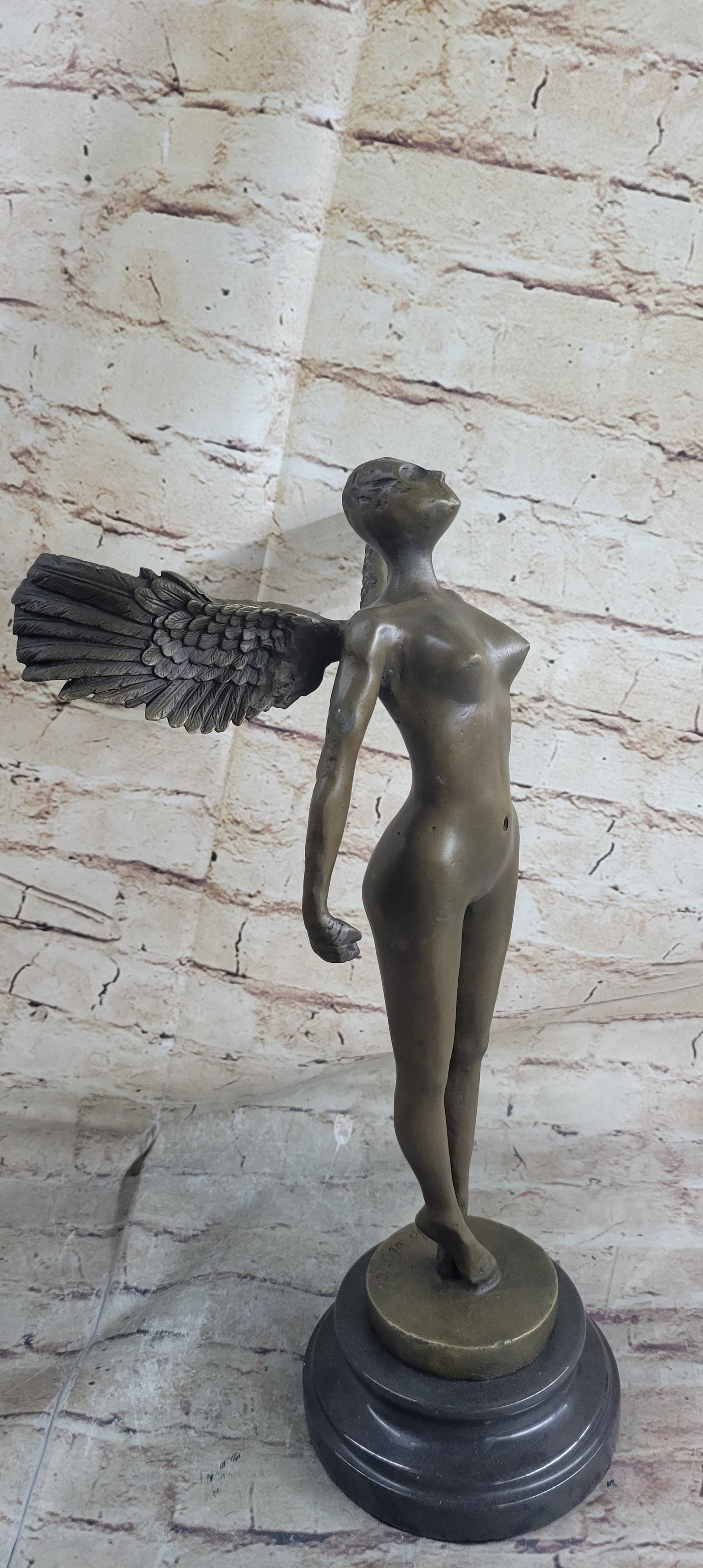 Abstract Winged Angel Nude Female Figure Bronze Sculpture Vitaleh