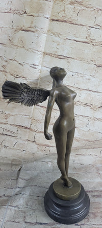 Abstract Winged Angel Nude Female Figure Bronze Sculpture Vitaleh