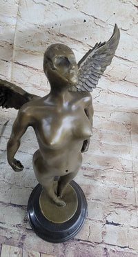 Abstract Winged Angel Nude Female Figure Bronze Sculpture Vitaleh