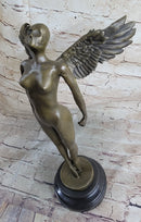 Abstract Winged Angel Nude Female Figure Bronze Sculpture Vitaleh