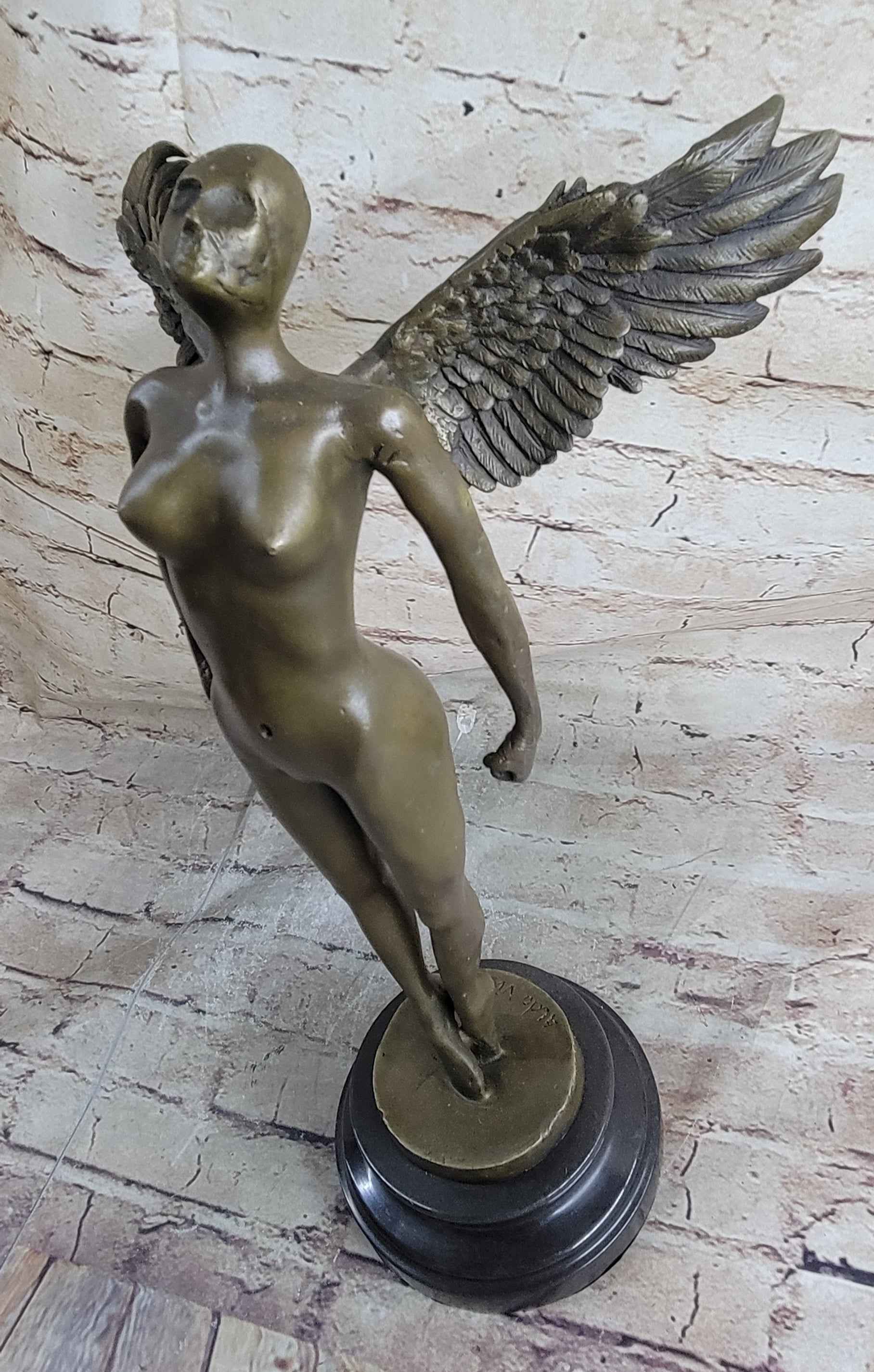 Abstract Winged Angel Nude Female Figure Bronze Sculpture Vitaleh