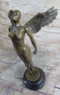 Abstract Winged Angel Nude Female Figure Bronze Sculpture Vitaleh