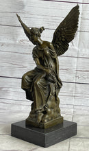 Signed Moreau Angel on Celestial Throne Bronze Marble Sculpture
