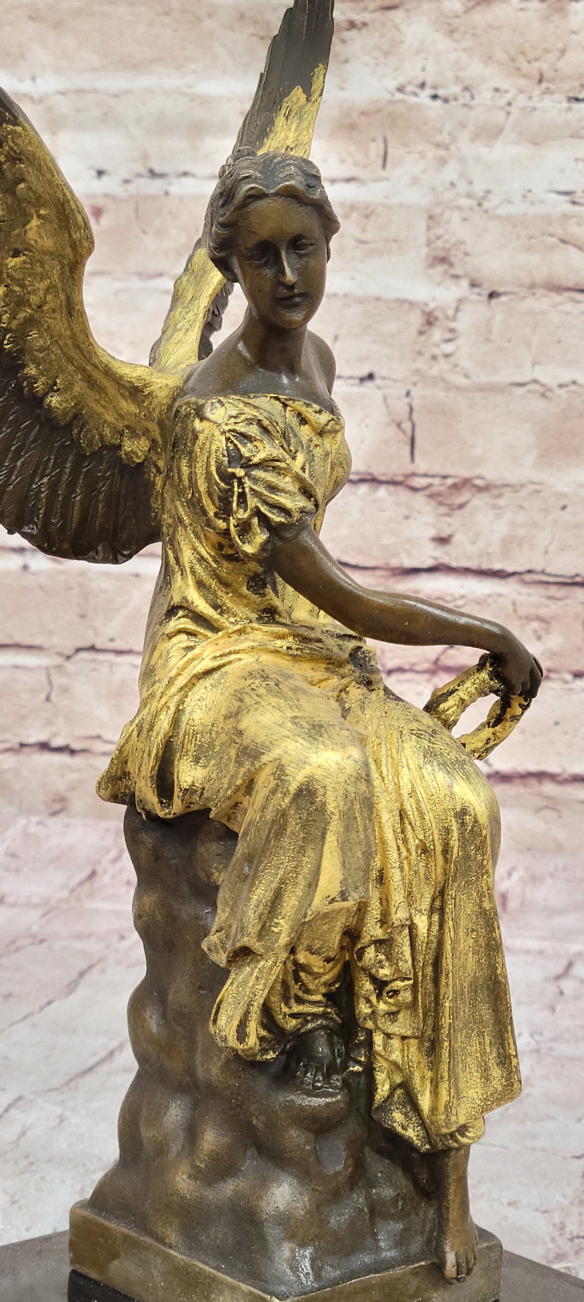 Art Deco Xmas Angel Bronze Sculpture Louver Museum Quality