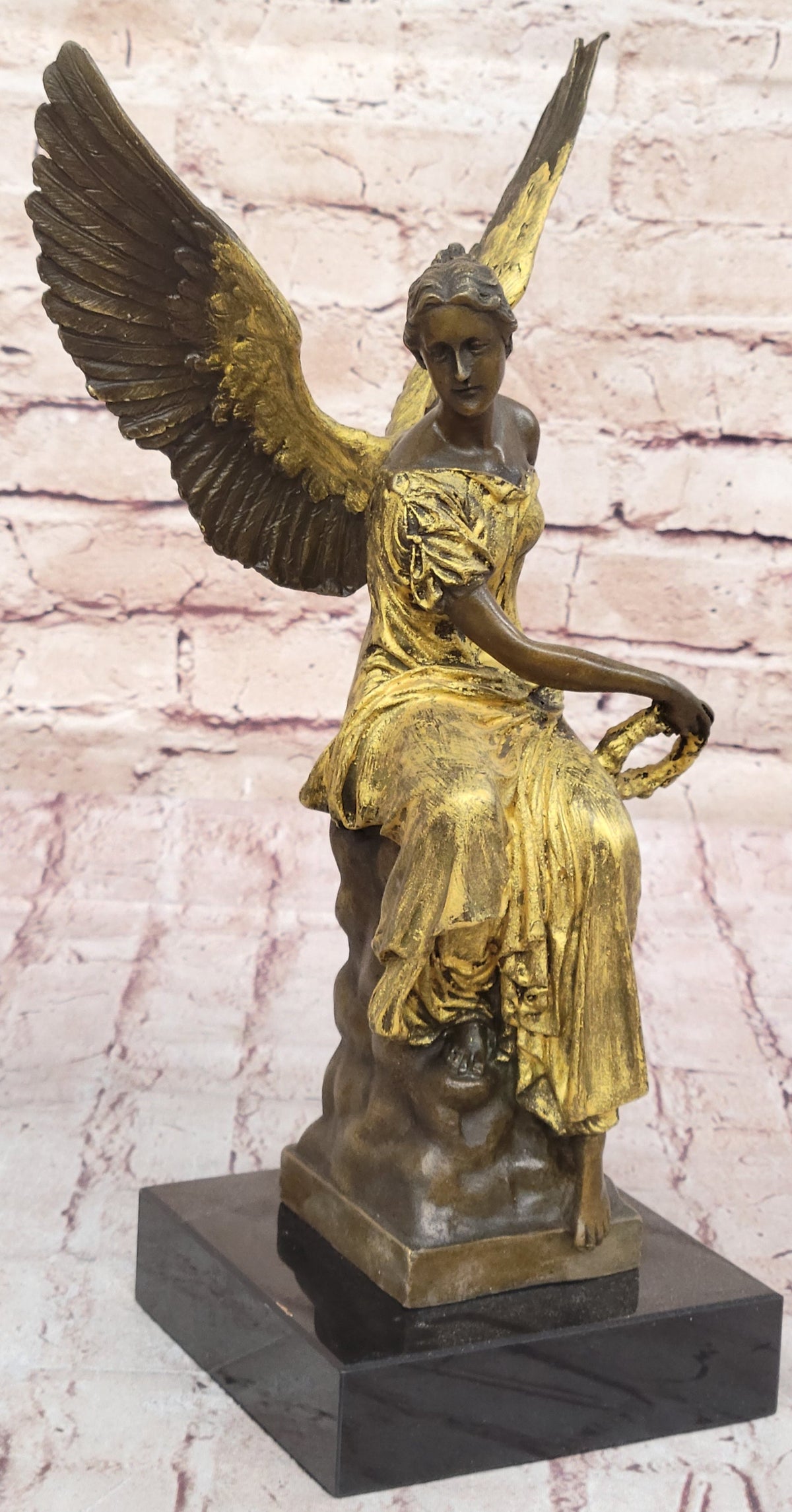 Art Deco Xmas Angel Bronze Sculpture Louver Museum Quality