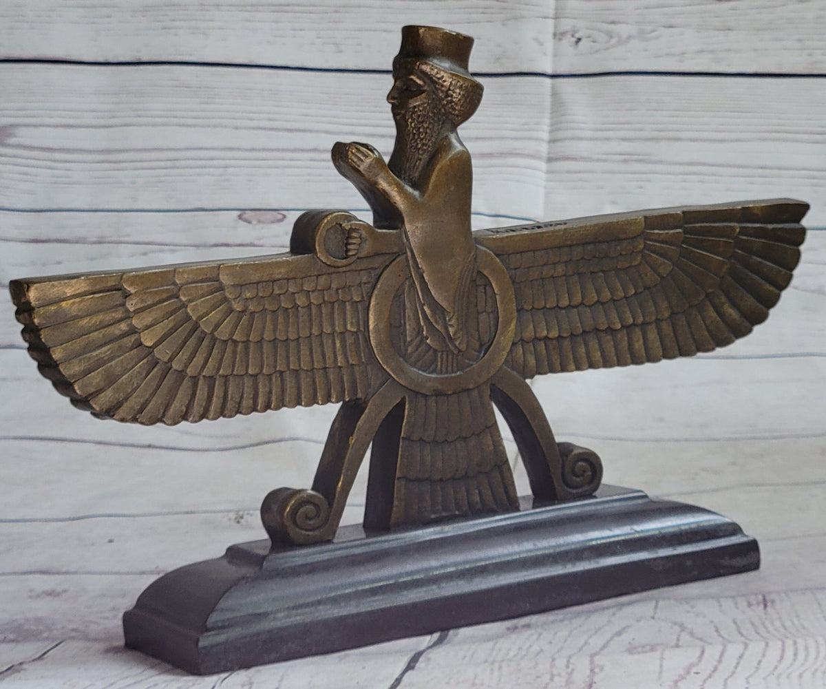 Faravahar Zoroastrian Achaemenid Bronze Sculpture 8" x 11"