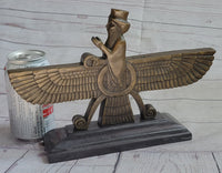 Faravahar Zoroastrian Achaemenid Bronze Sculpture 8" x 11"
