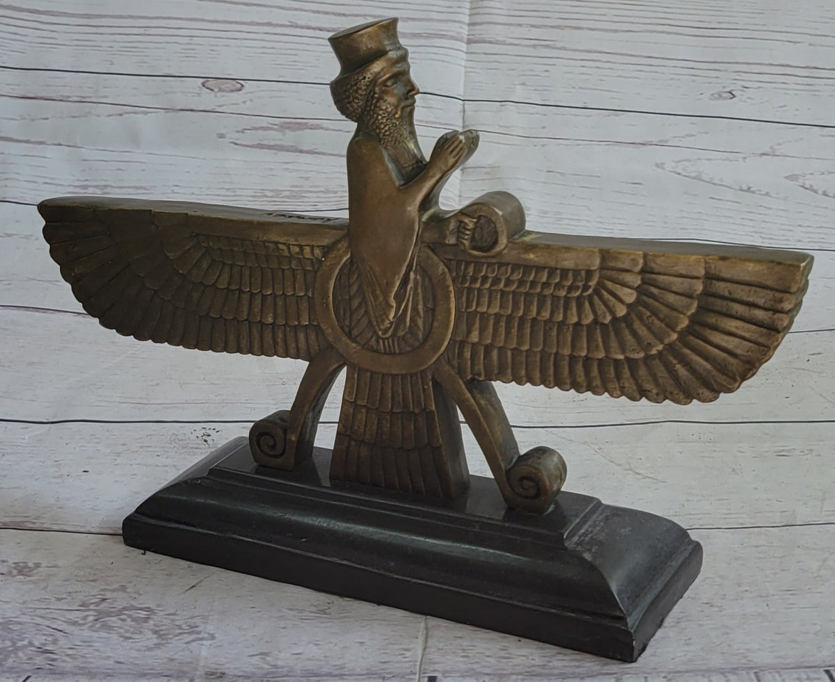 Faravahar Zoroastrian Achaemenid Bronze Sculpture 8" x 11"