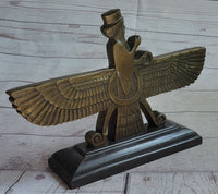 Faravahar Zoroastrian Achaemenid Bronze Sculpture 8" x 11"