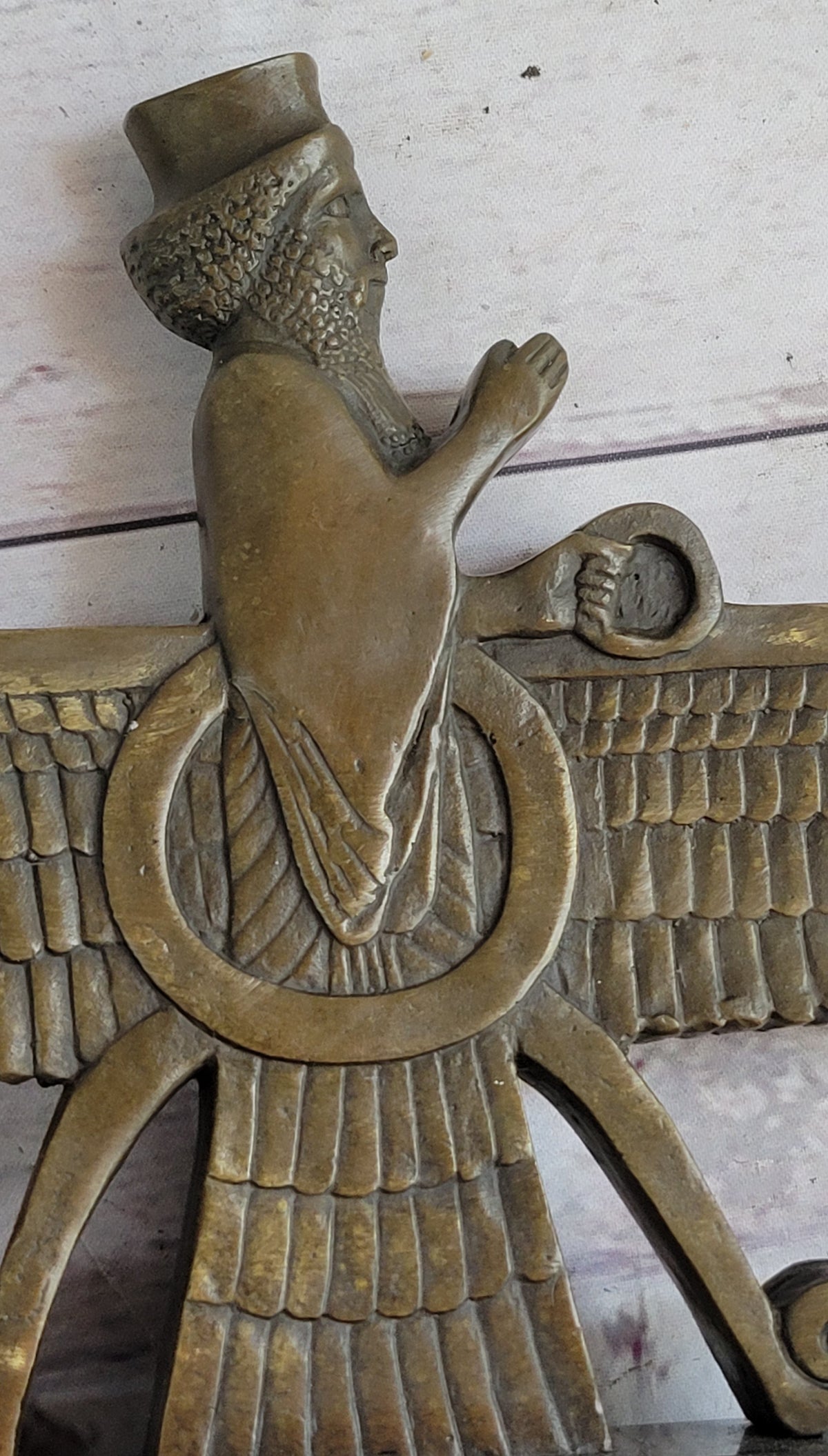 Faravahar Zoroastrian Achaemenid Bronze Sculpture 8" x 11"