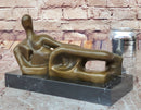 Reclining Woman by Henry Moore Abstract Bronze Sculpture