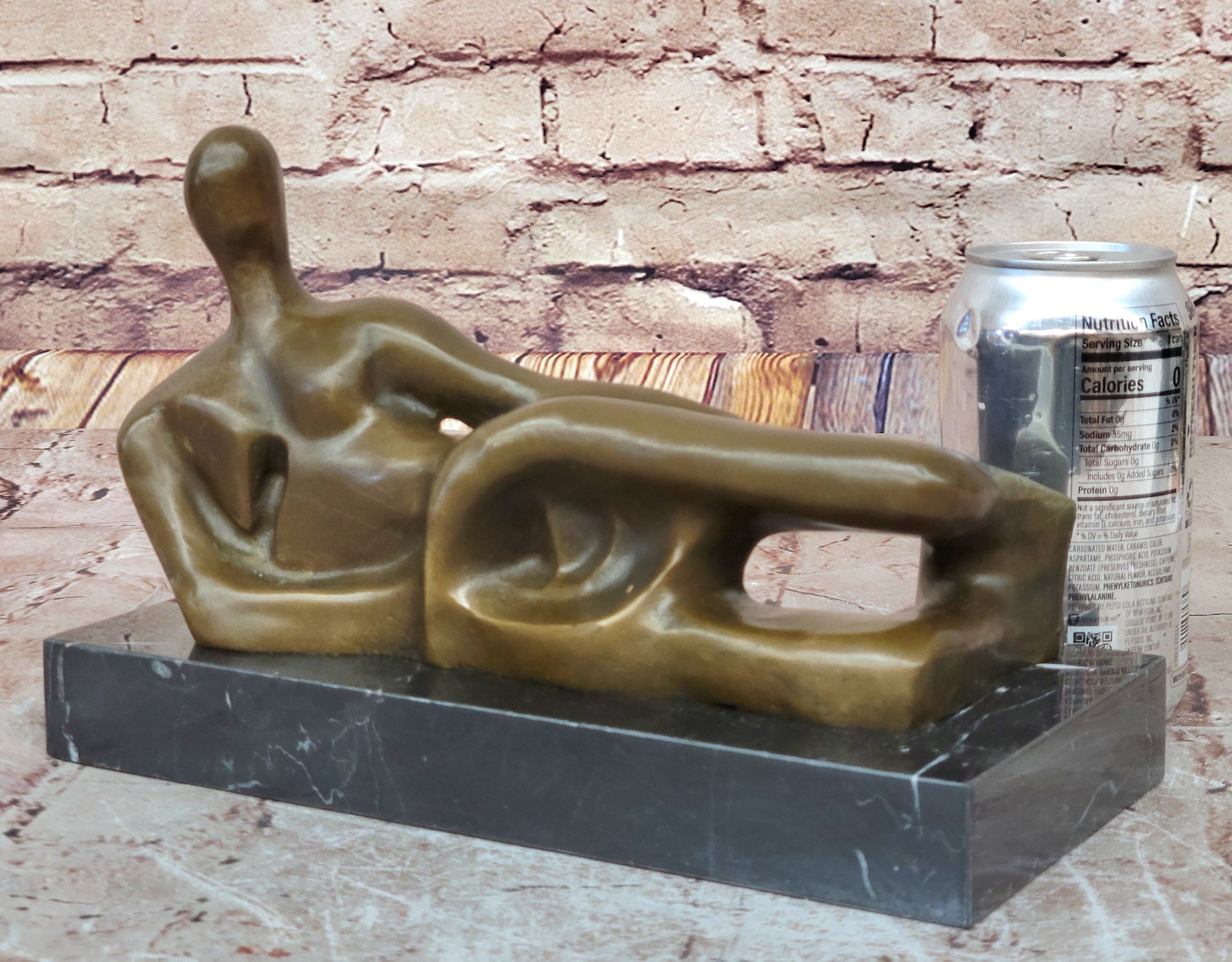 Reclining Woman by Henry Moore Abstract Bronze Sculpture