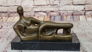 Reclining Woman by Henry Moore Abstract Bronze Sculpture