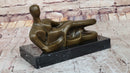Reclining Woman by Henry Moore Abstract Bronze Sculpture