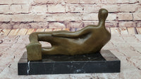 Reclining Woman by Henry Moore Abstract Bronze Sculpture