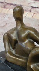 Reclining Woman by Henry Moore Abstract Bronze Sculpture