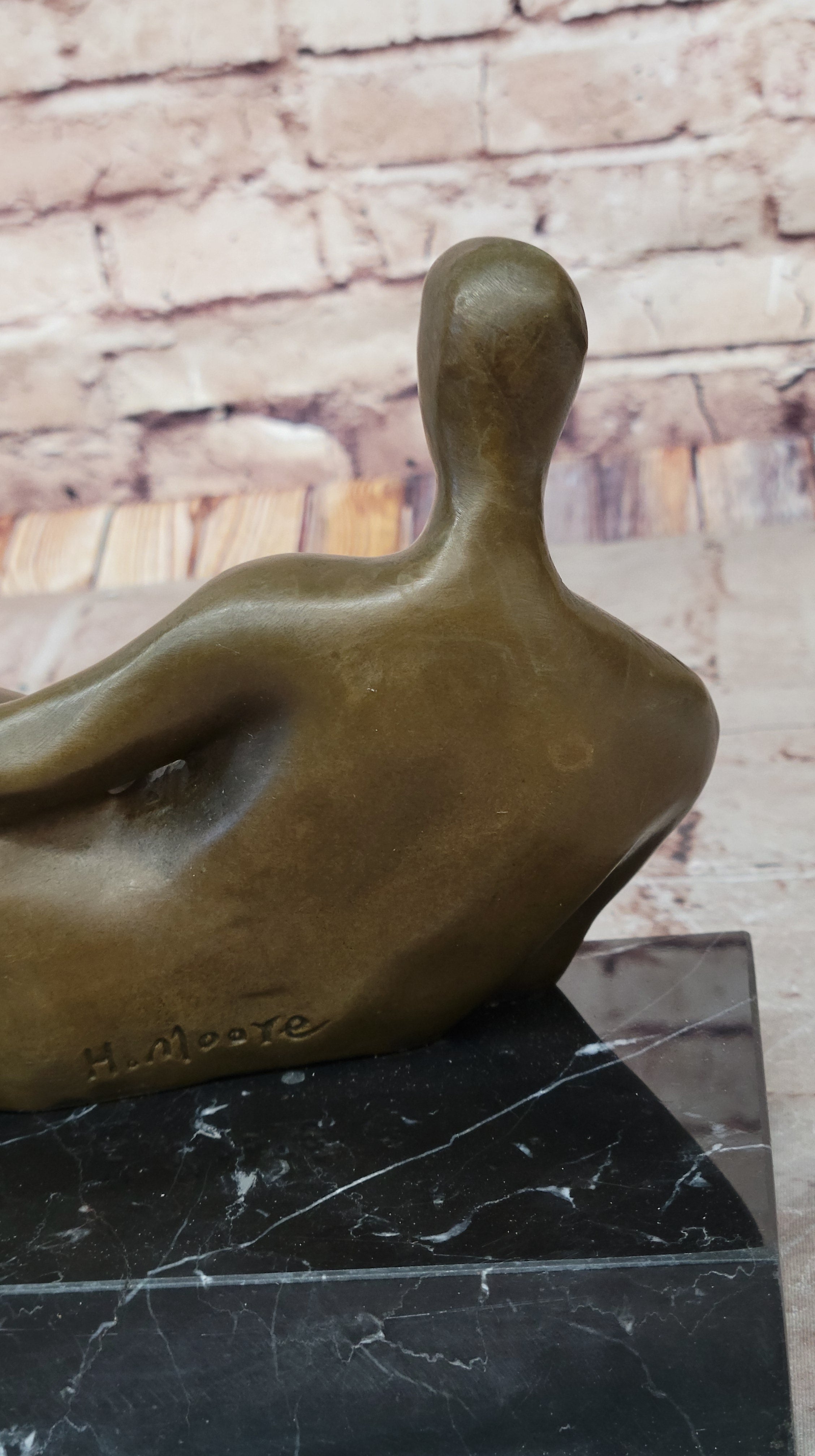 Reclining Woman by Henry Moore Abstract Bronze Sculpture