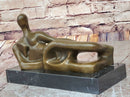 Reclining Woman by Henry Moore Abstract Bronze Sculpture