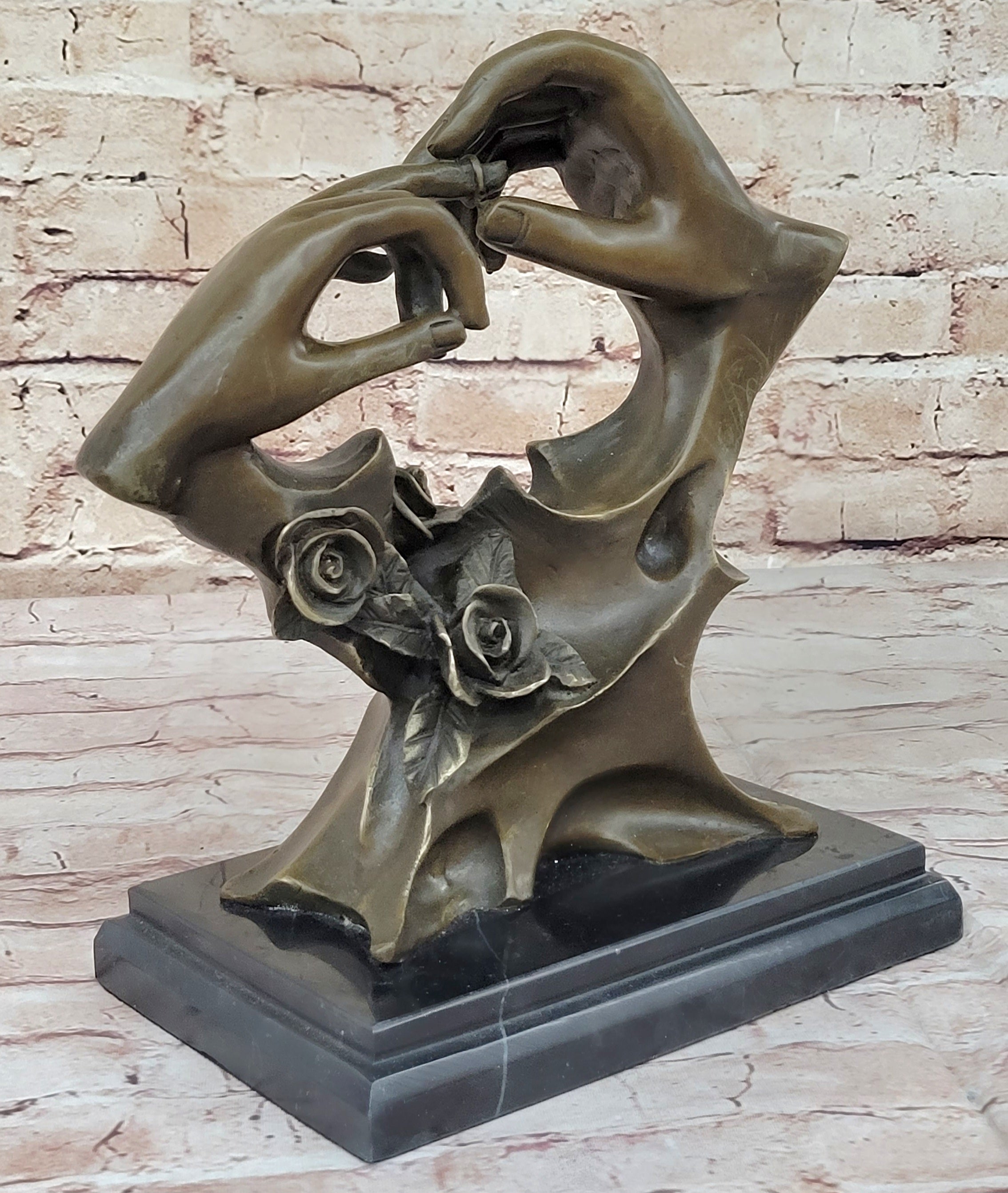 Engagement Proposal Hands Bronze Sculpture Romance Wedding Anniversary