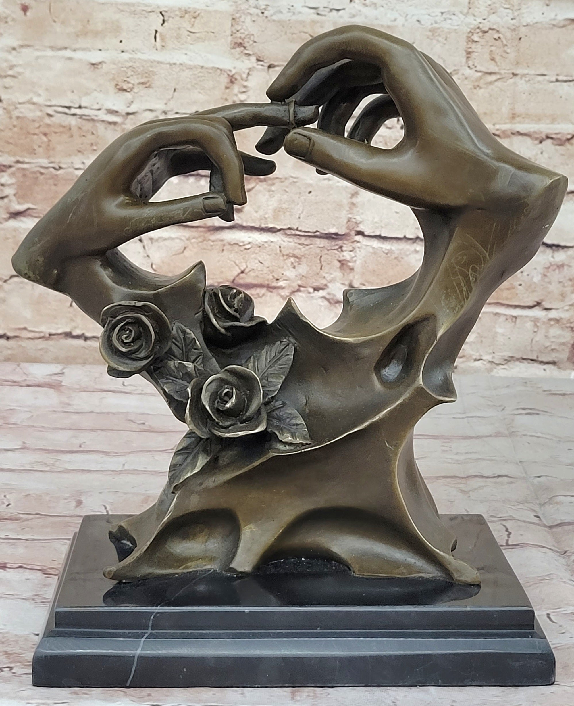 Engagement Proposal Hands Bronze Sculpture Romance Wedding Anniversary