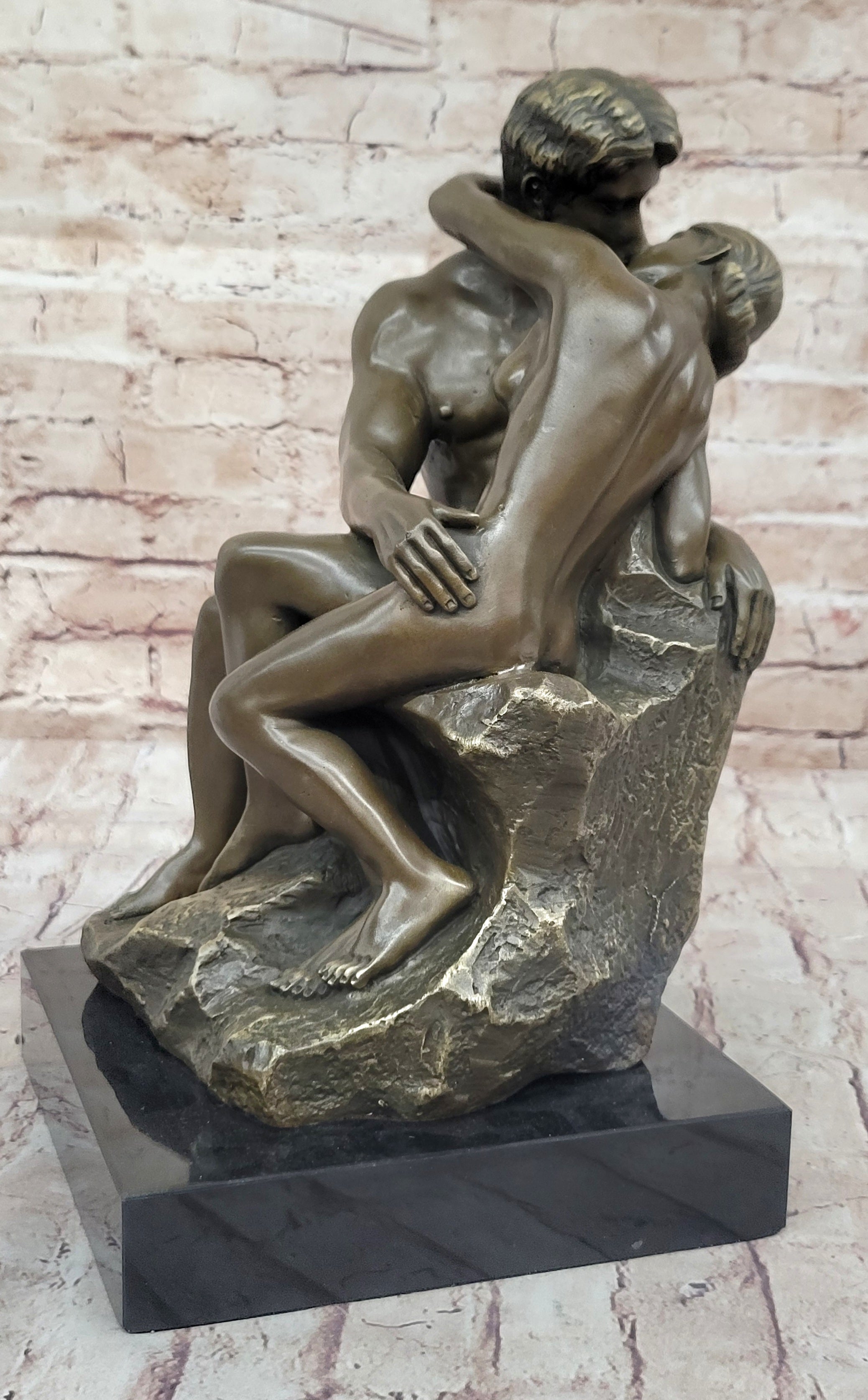 THE KISS by Auguste Rodin Bronze Sculpture 15" x 9"