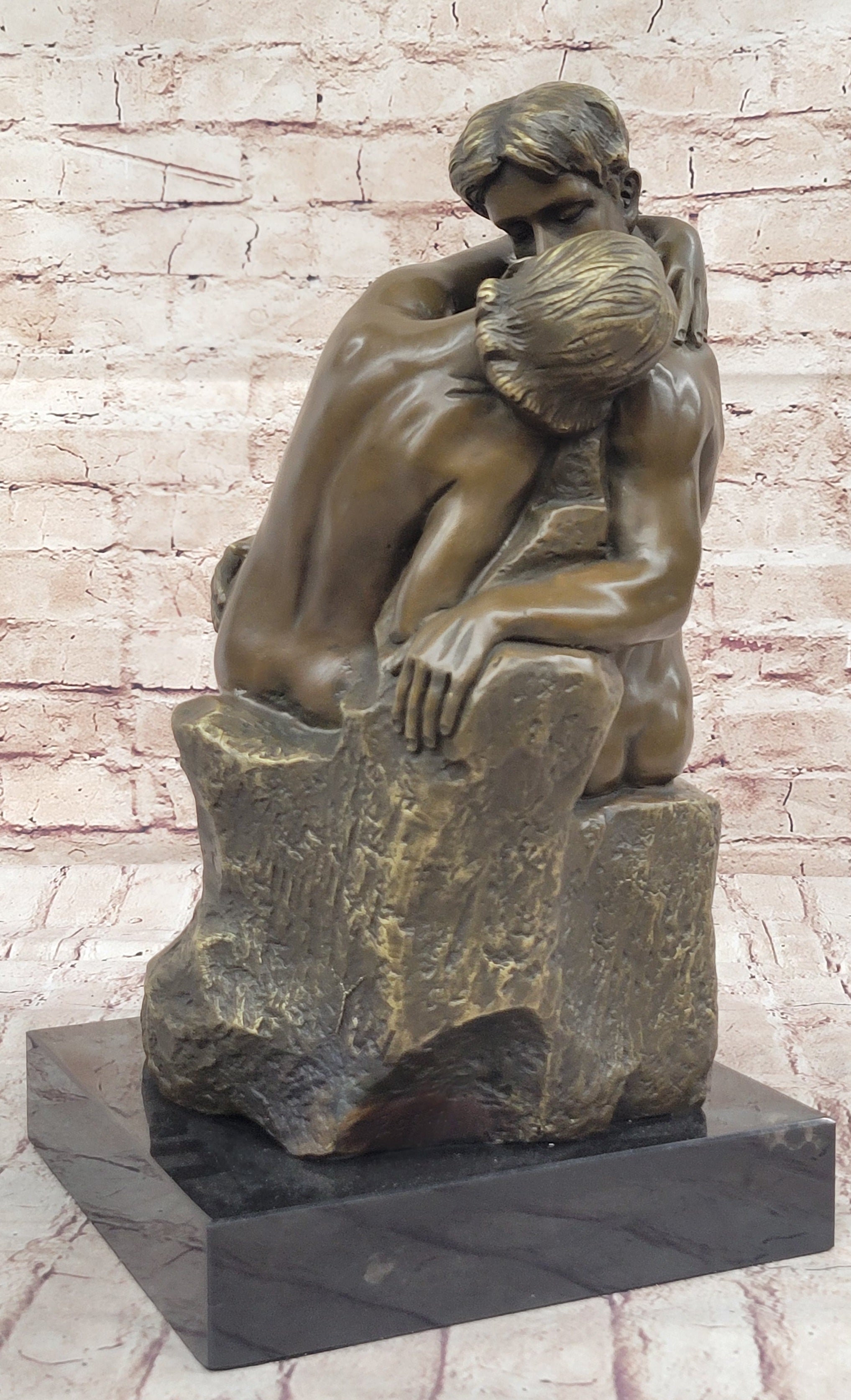 THE KISS by Auguste Rodin Bronze Sculpture 15" x 9"
