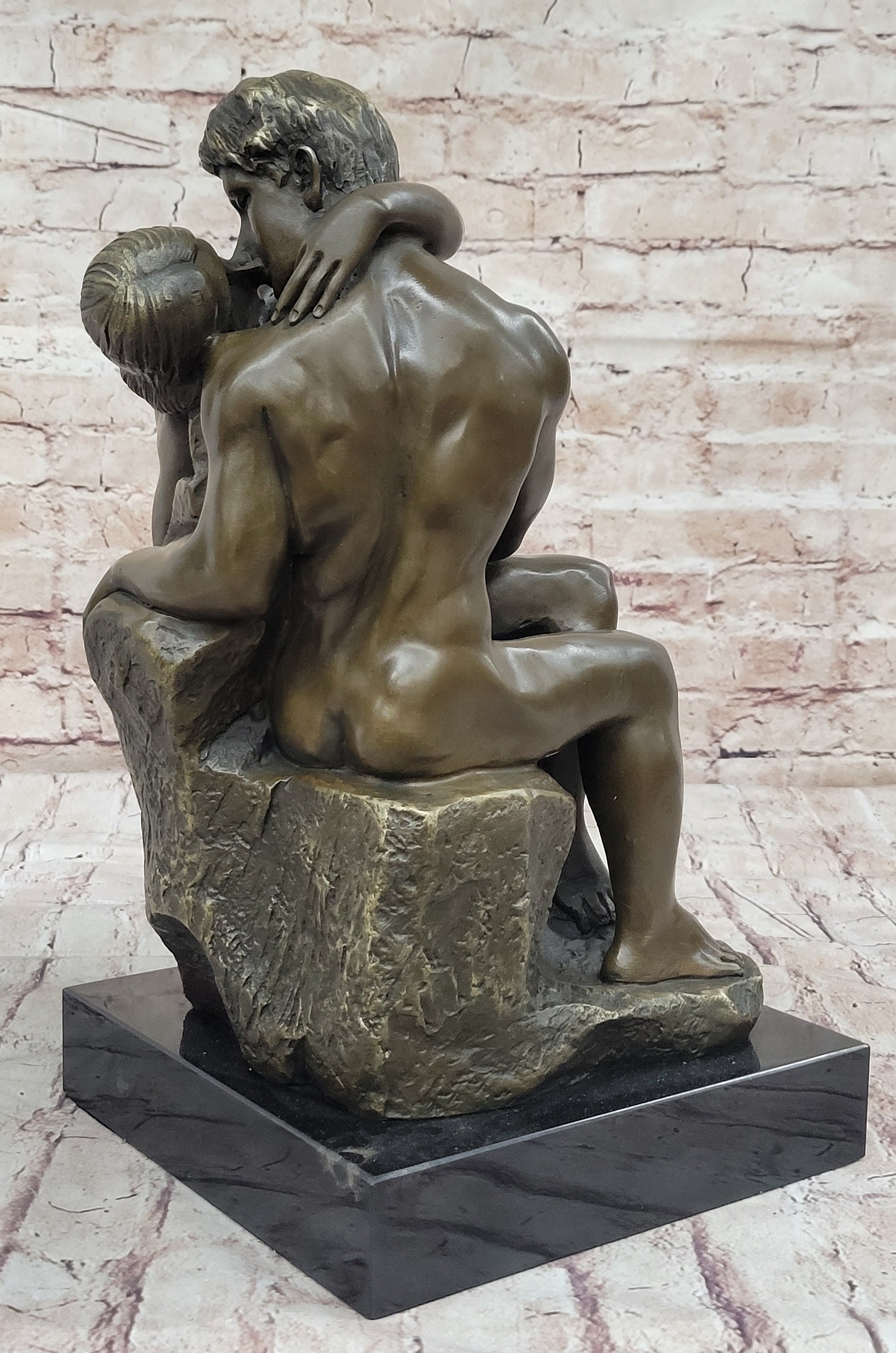 THE KISS by Auguste Rodin Bronze Sculpture 15" x 9"