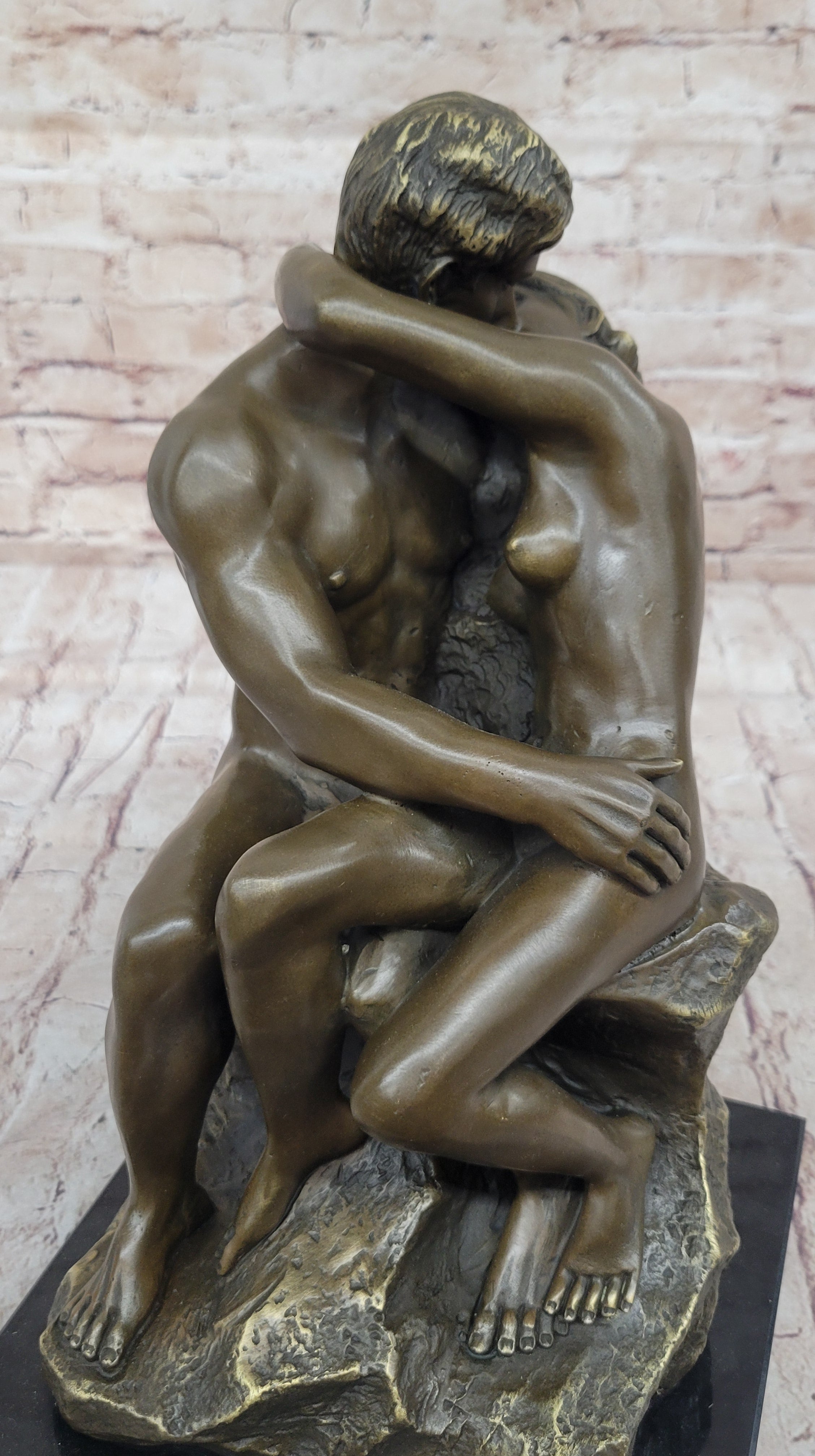 THE KISS by Auguste Rodin Bronze Sculpture 15" x 9"