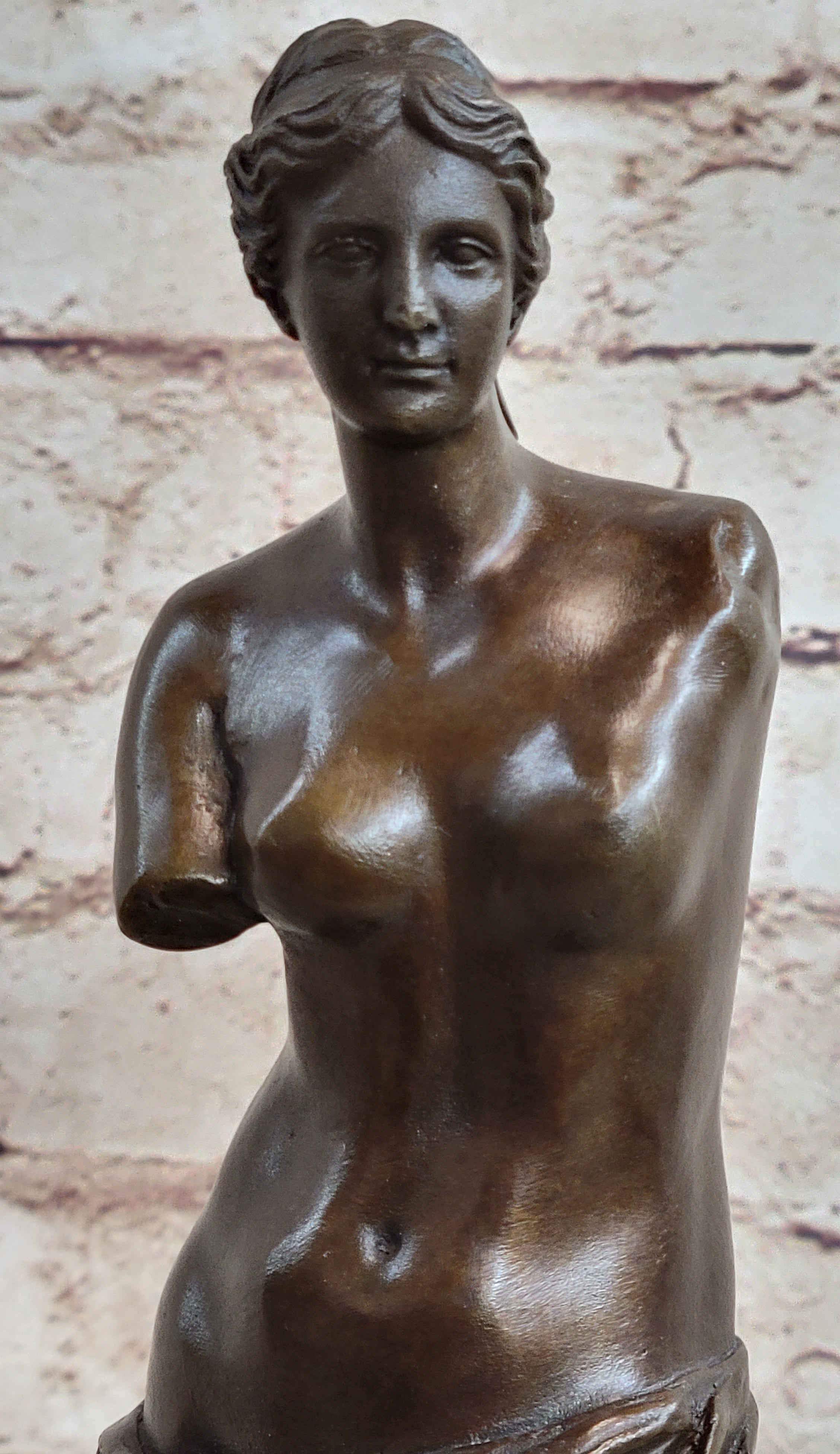 Venus De Milo Nude Sensual Bronze Sculpture Marble Base Greek 12" x 4"