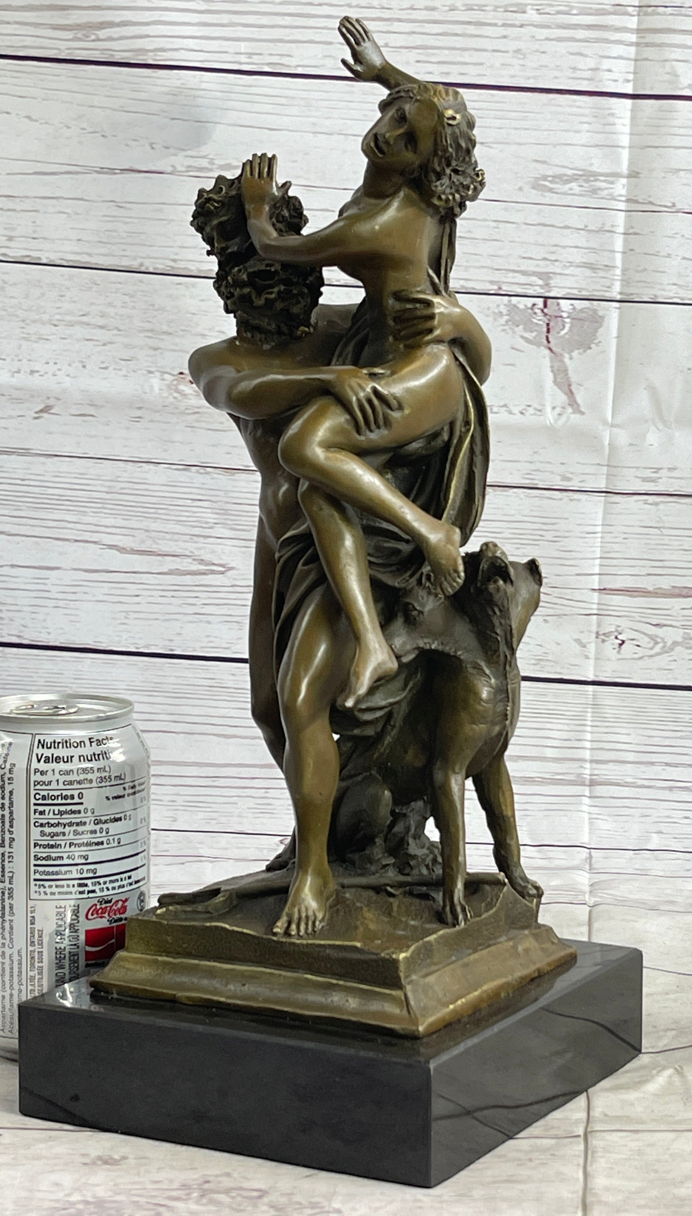 Signed Greek God Pluto Abduction of Sabine Woman Bronze Sculpture