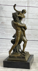 Signed Greek God Pluto Abduction of Sabine Woman Bronze Sculpture