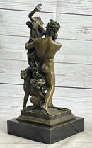 Signed Greek God Pluto Abduction of Sabine Woman Bronze Sculpture