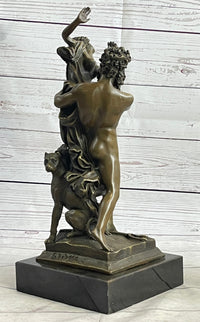 Signed Greek God Pluto Abduction of Sabine Woman Bronze Sculpture