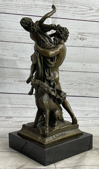 Signed Greek God Pluto Abduction of Sabine Woman Bronze Sculpture