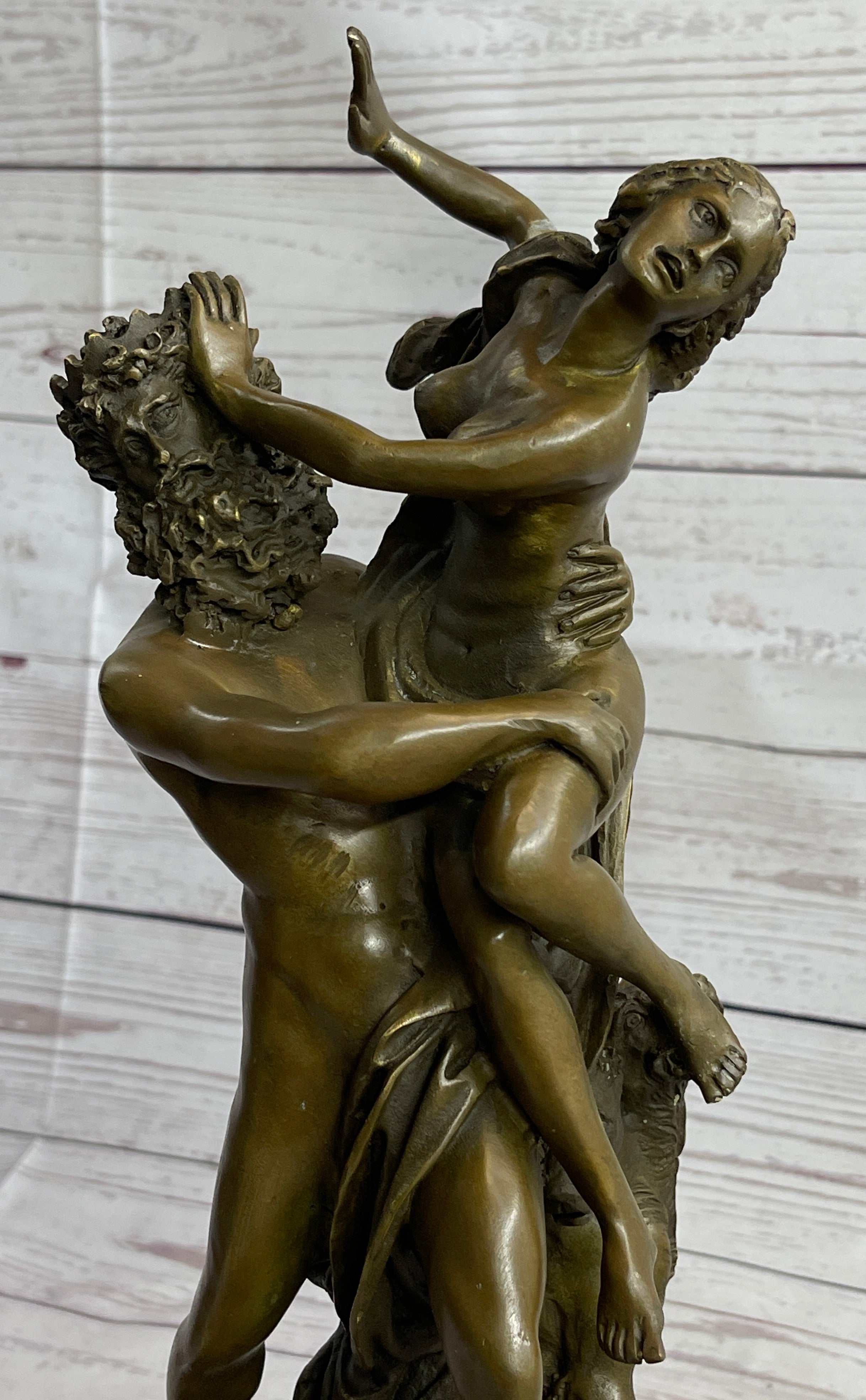 Signed Greek God Pluto Abduction of Sabine Woman Bronze Sculpture