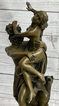 Signed Greek God Pluto Abduction of Sabine Woman Bronze Sculpture