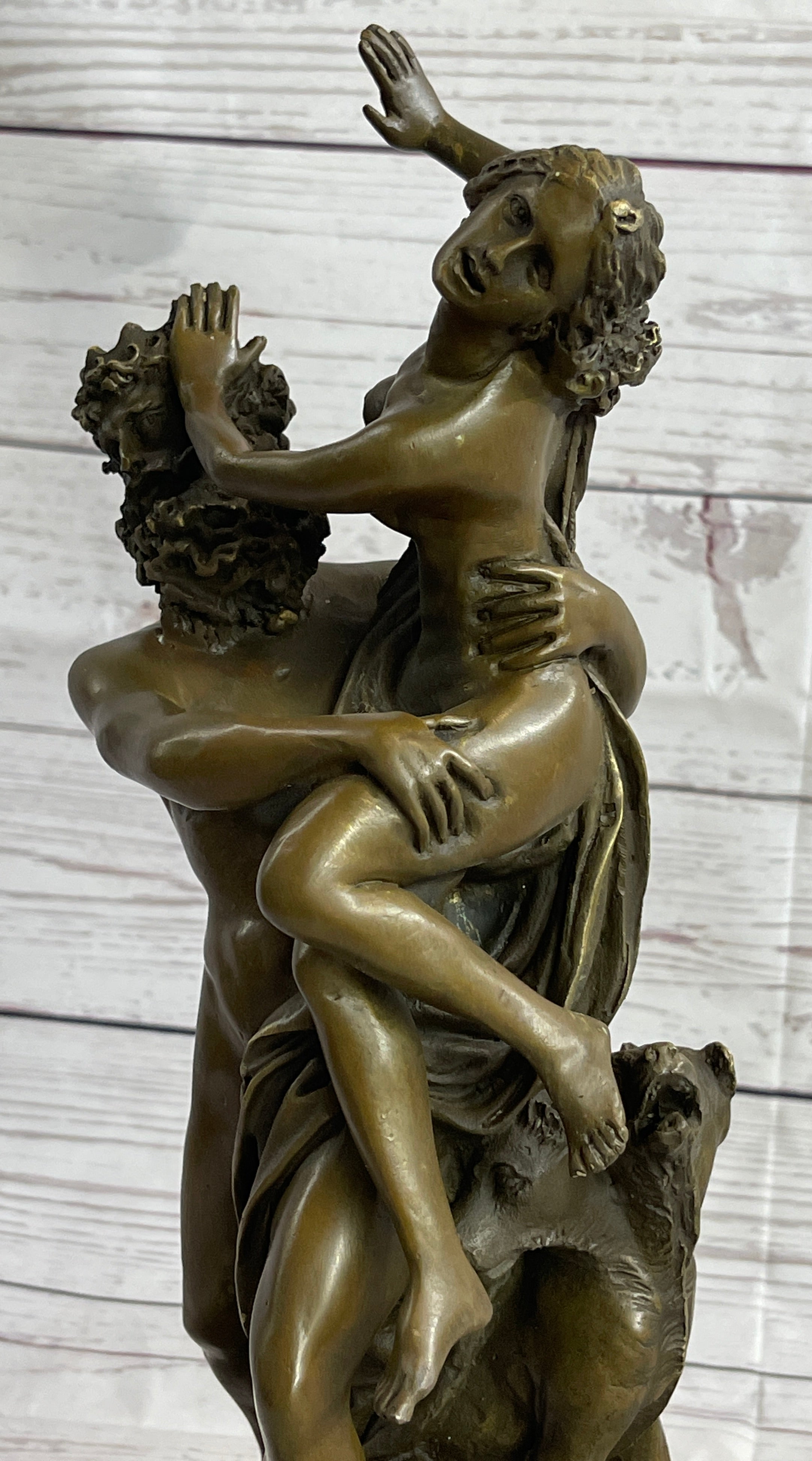 Signed Greek God Pluto Abduction of Sabine Woman Bronze Sculpture