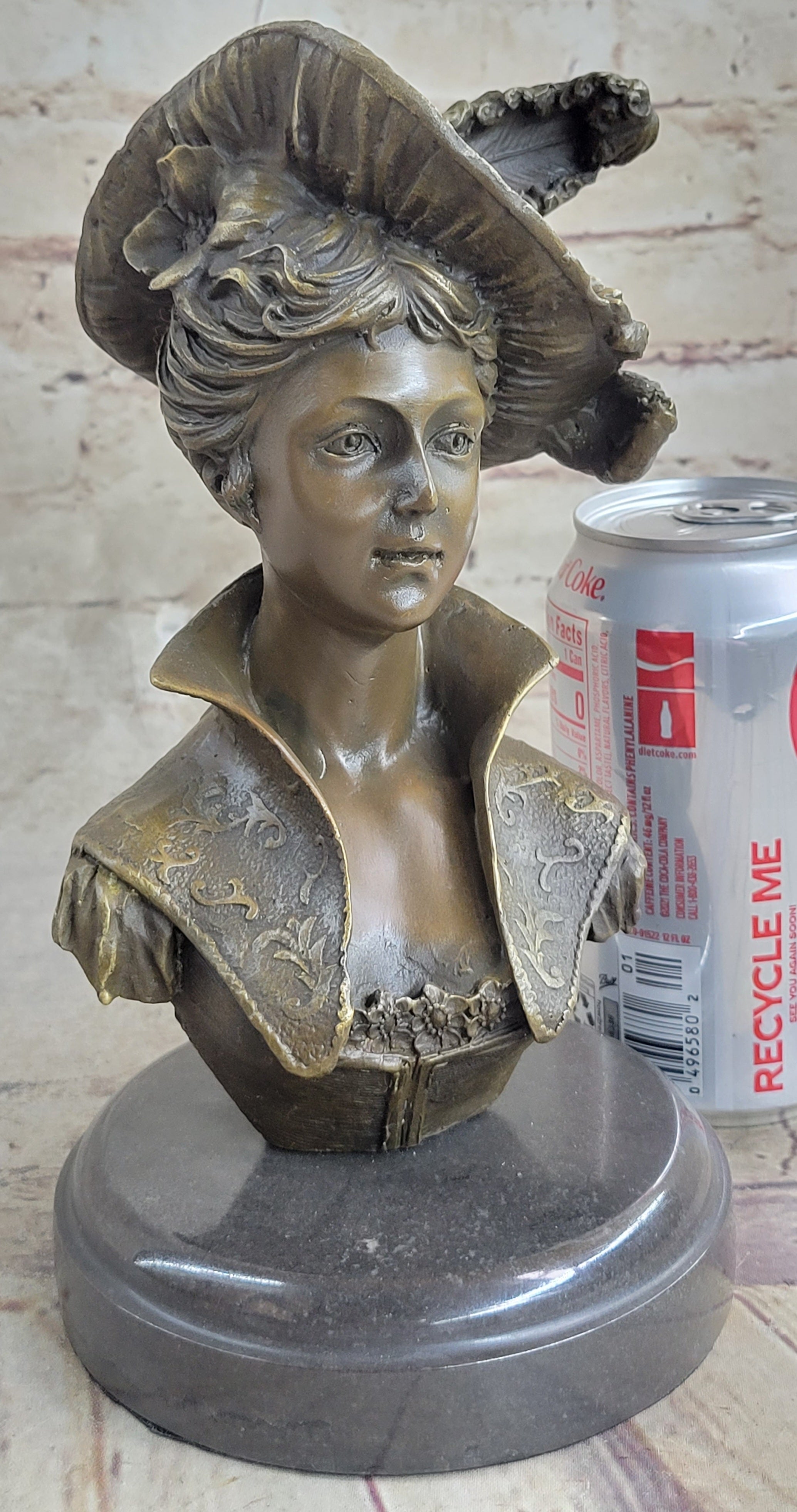 Signed Milo Sexy Young Woman Bust Bronze Sculpture Marble Figure