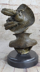 Signed Milo Sexy Young Woman Bust Bronze Sculpture Marble Figure