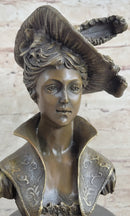 Signed Milo Sexy Young Woman Bust Bronze Sculpture Marble Figure