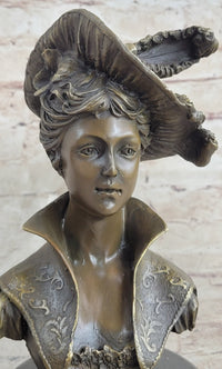 Signed Milo Sexy Young Woman Bust Bronze Sculpture Marble Figure