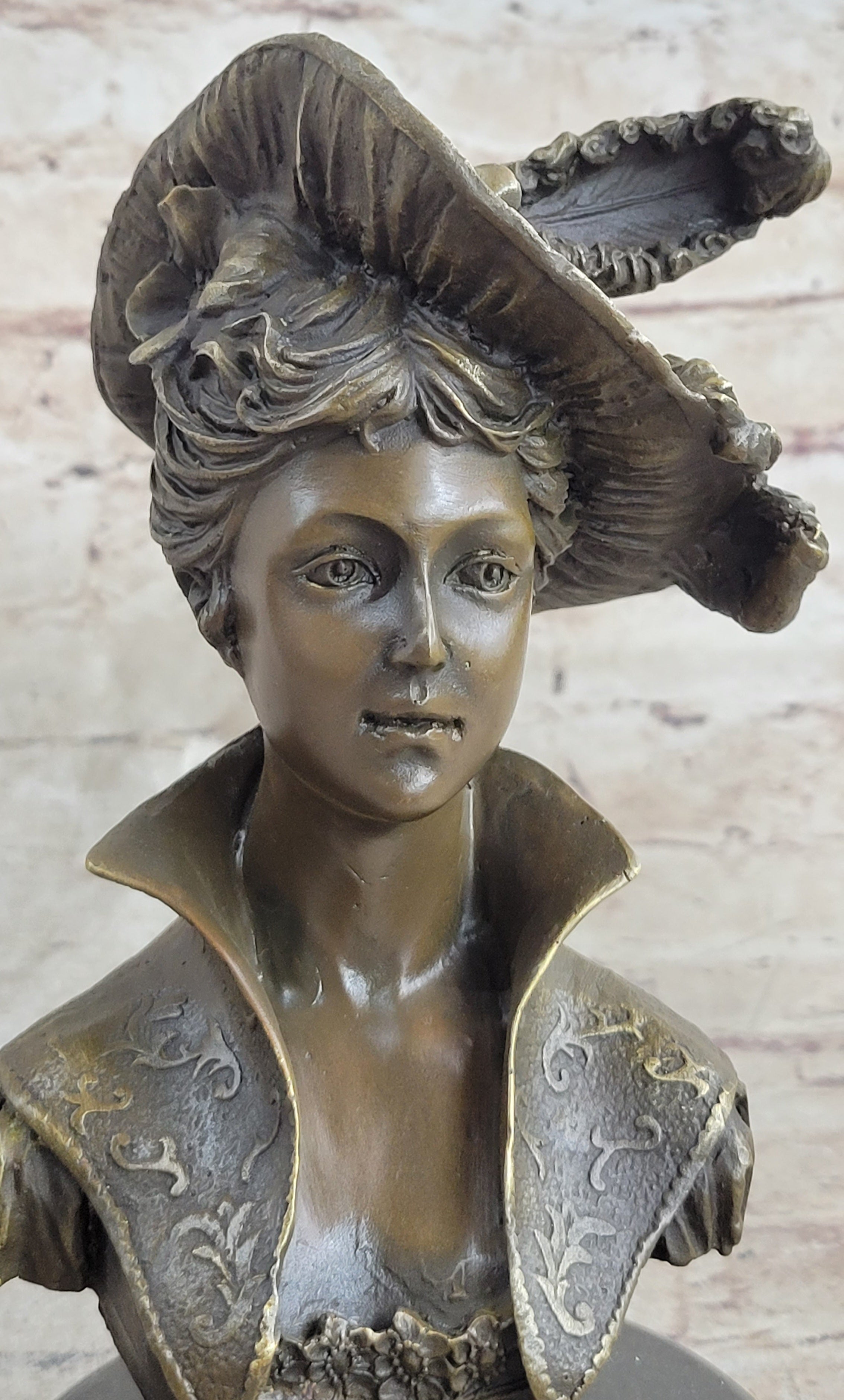 Signed Milo Sexy Young Woman Bust Bronze Sculpture Marble Figure