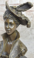 Signed Milo Sexy Young Woman Bust Bronze Sculpture Marble Figure