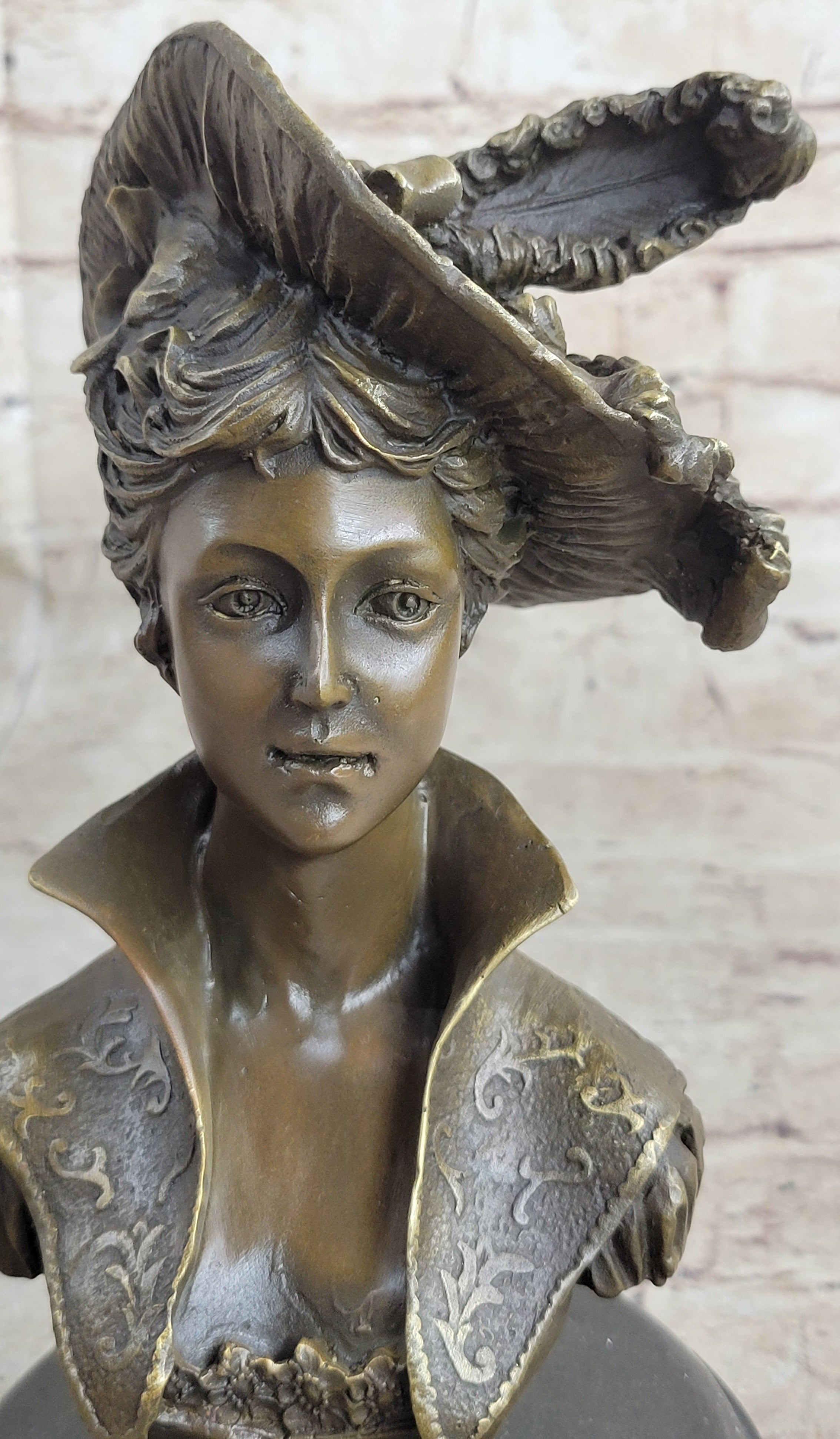 Signed Milo Sexy Young Woman Bust Bronze Sculpture Marble Figure