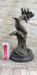 Water Goddess Mermaid Girl in Ocean Waves Bronze Sculpture